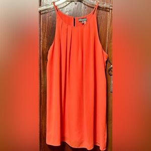 NWT Vince Camuto Orange Flowing Chiffon Top with Pleated Halter Neckline XS
